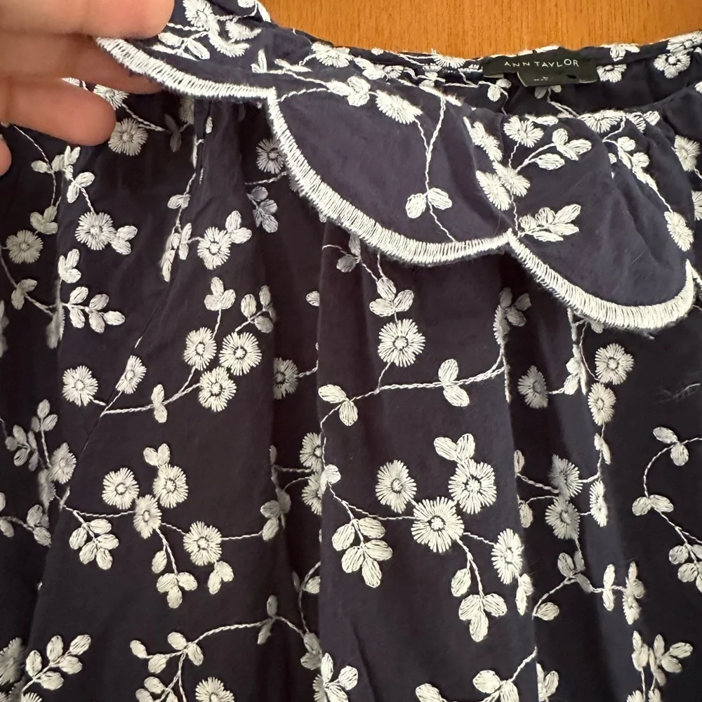 Ann Taylor Navy Blue Floral Blouse - Picture 3 of 6